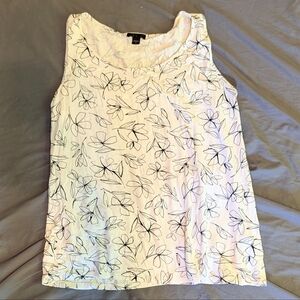Floral Print Tank Top - White‎ and Black